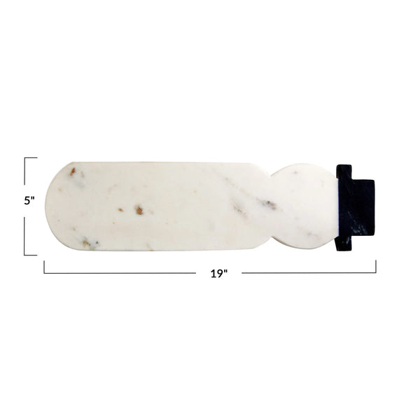 Marble Snowman Shaped Cheese/Cutting Board, White & Black