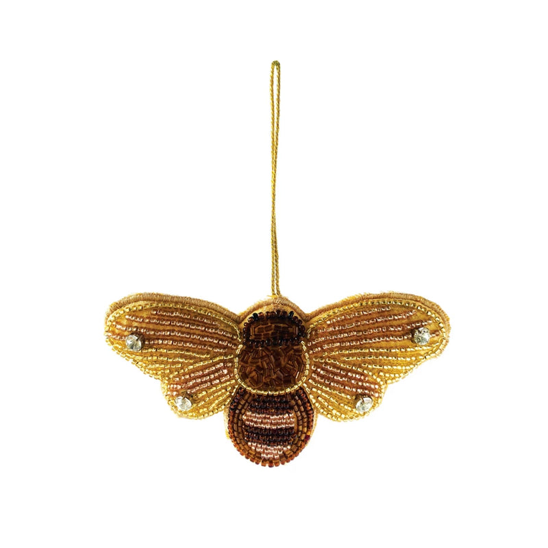 Fabric & Glass Beaded Bee Ornament, Multi Color