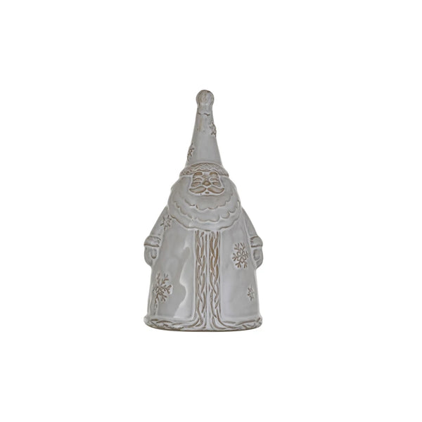 Stoneware Santa Shaped Bell, Reactive Glaze, White (Each One Will Vary)