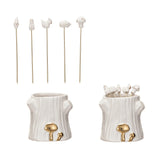 S/6 5"H Ceramic/Stnless Steel Forest Icon Appetizer Picks
