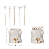 S/6 5"H Ceramic/Stnless Steel Forest Icon Appetizer Picks