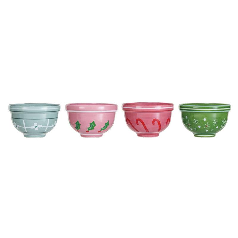 Stoneware Bowl w/ Holiday Pattern, 4 Styles ©
