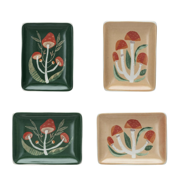 Stoneware Dish w/ Mushrooms, 2 Colors, 2 Styles ©