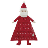 Fabric Santa Advent Calendar w/ 24 Pockets & Tree, Red & White