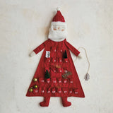 Fabric Santa Advent Calendar w/ 24 Pockets & Tree, Red & White