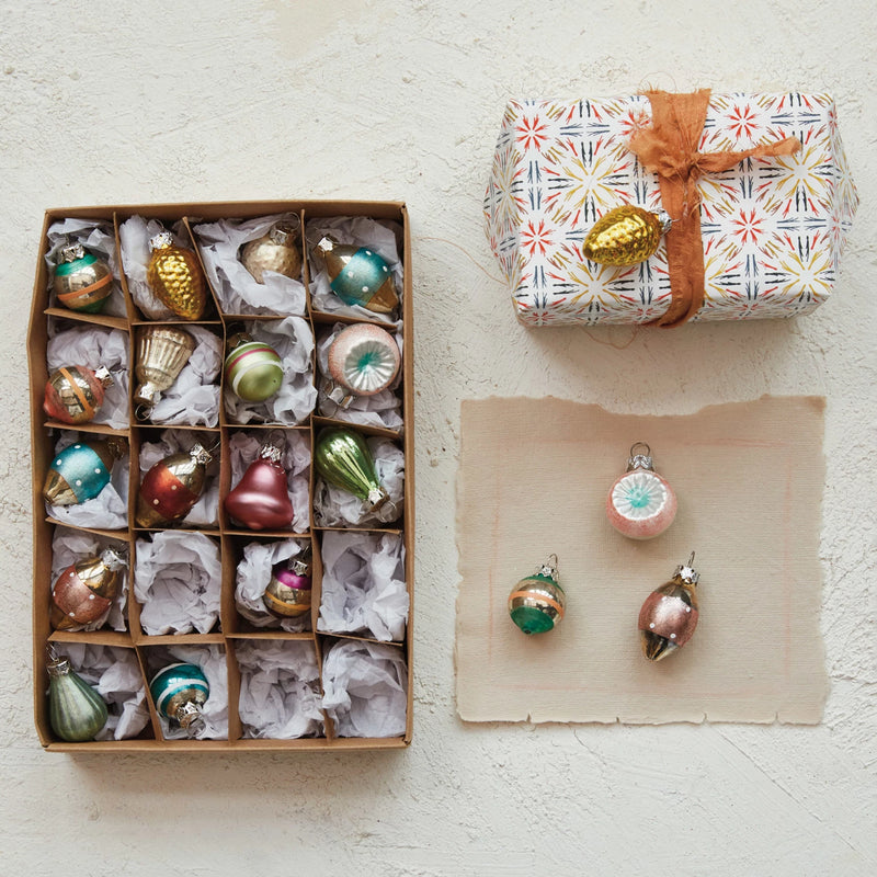 Hand-Painted Glass Ornaments, Boxed Set of 20