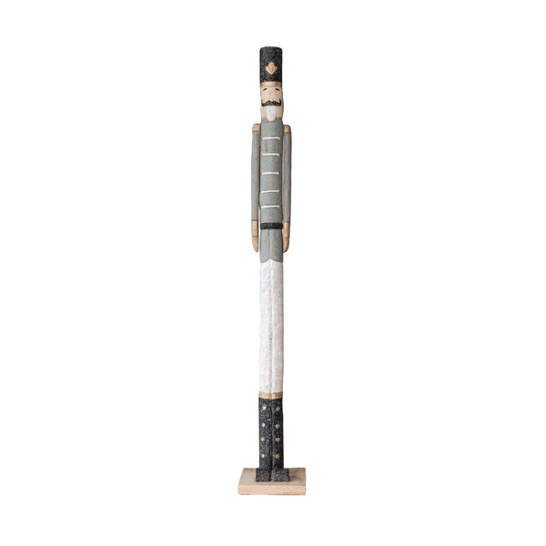 9" Round x 61"H Handmade Mango Wood Nutcracker, Distressed Finish