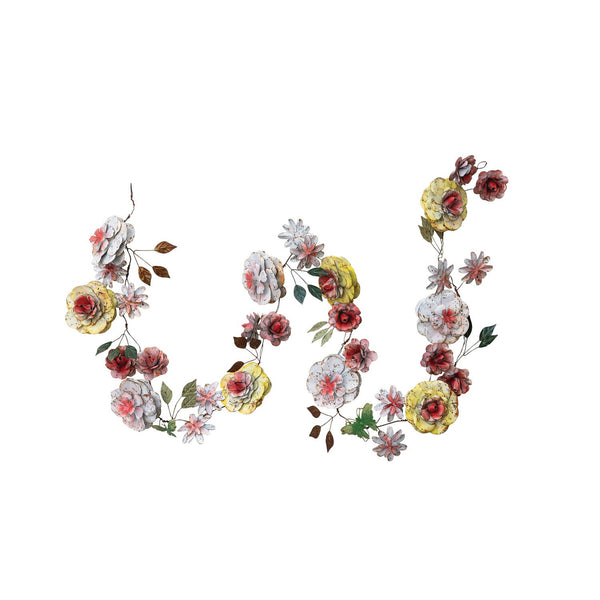 Hand-Painted Metal Vintage Reproduction Toleware Floral Garland