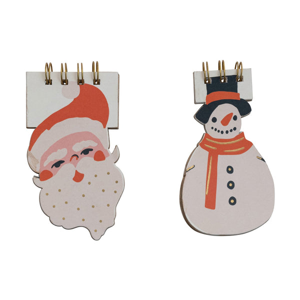 Handmade Diecut Santa/Snowman Shaped Spiral Notebook, 2 Styles