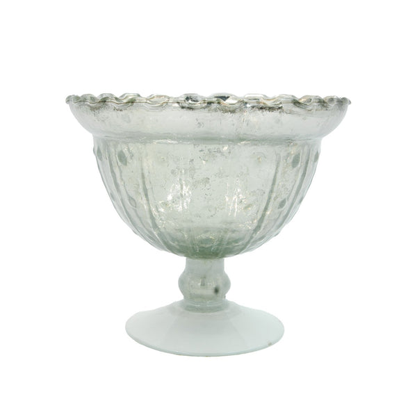 Decorative Embossed Mercury Glass Footed Bowl