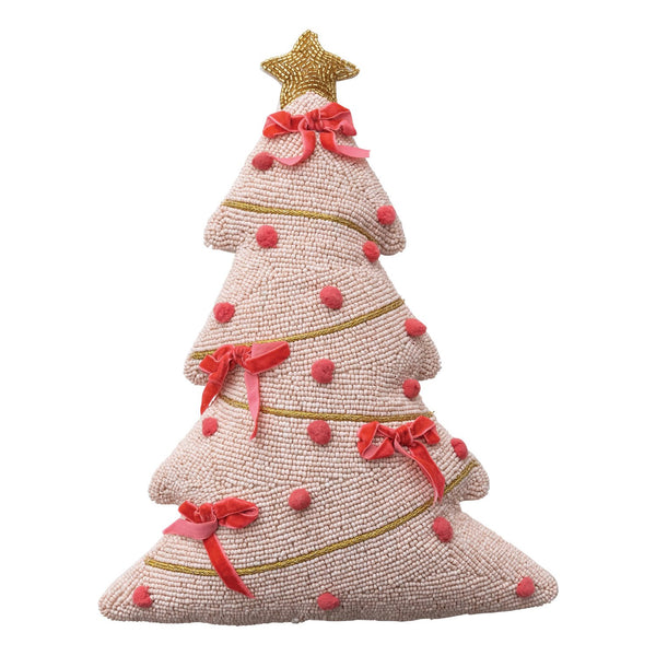 Beaded Tree Shaped Pillow with Hand-Embroidery ©