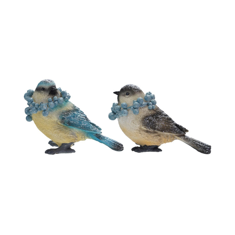 4-1/4"L x 2"W x 3"H Resin Bird with Berry Wreath, 2 Styles