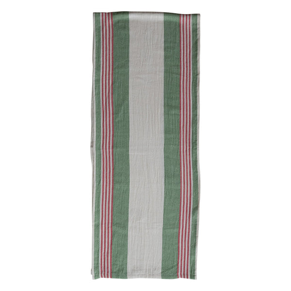 Woven Cotton Flour Sack Table Runner with Stripes