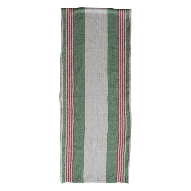 Woven Cotton Flour Sack Table Runner with Stripes