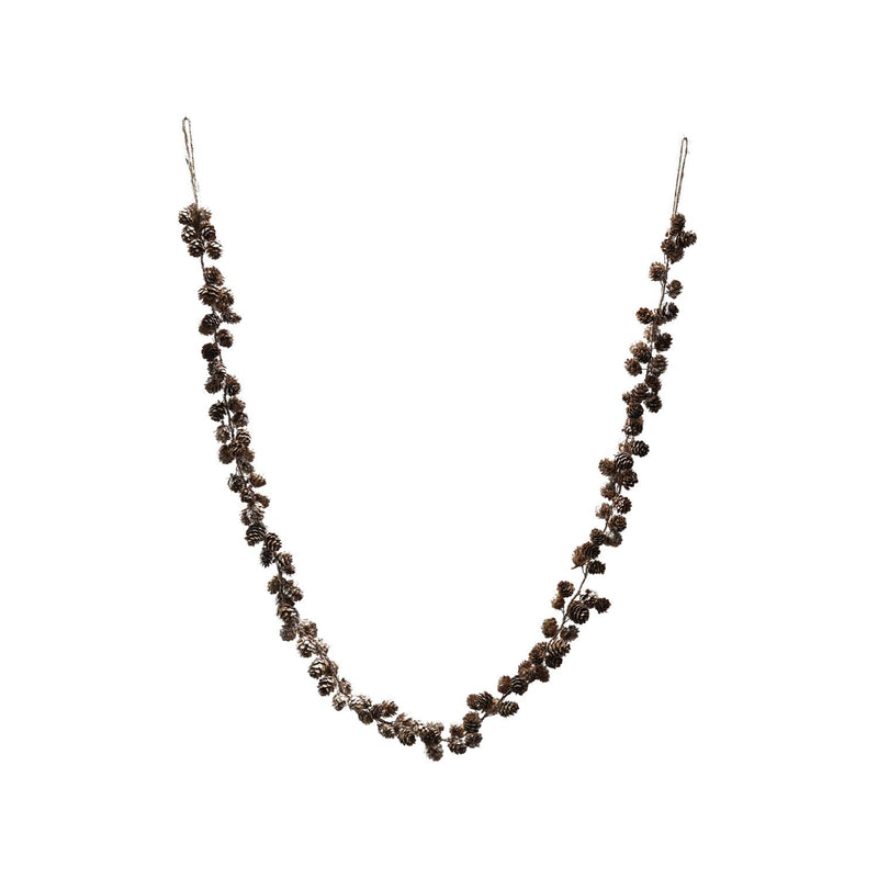 72"L x 1-1/2"H Pinecone Garland with Glitter & Jute Cord, Natural