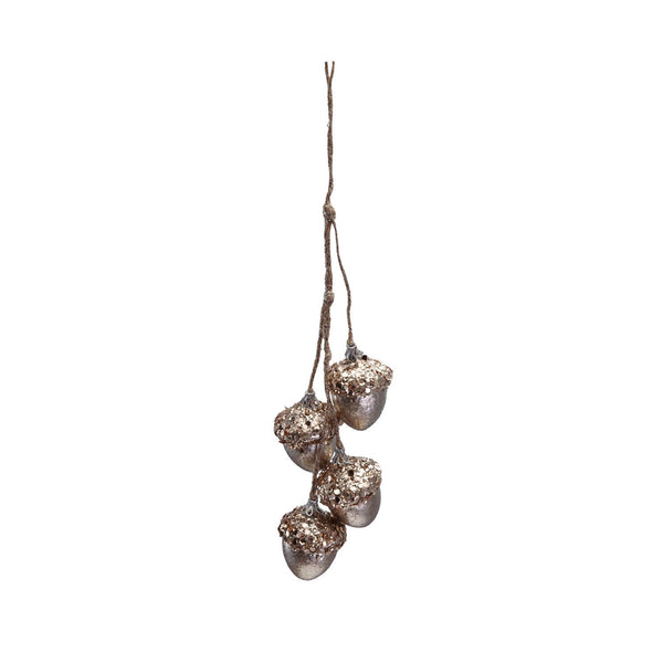Hanging Plastic Acorns with Glitter, Sequins & Jute Rope Hanger