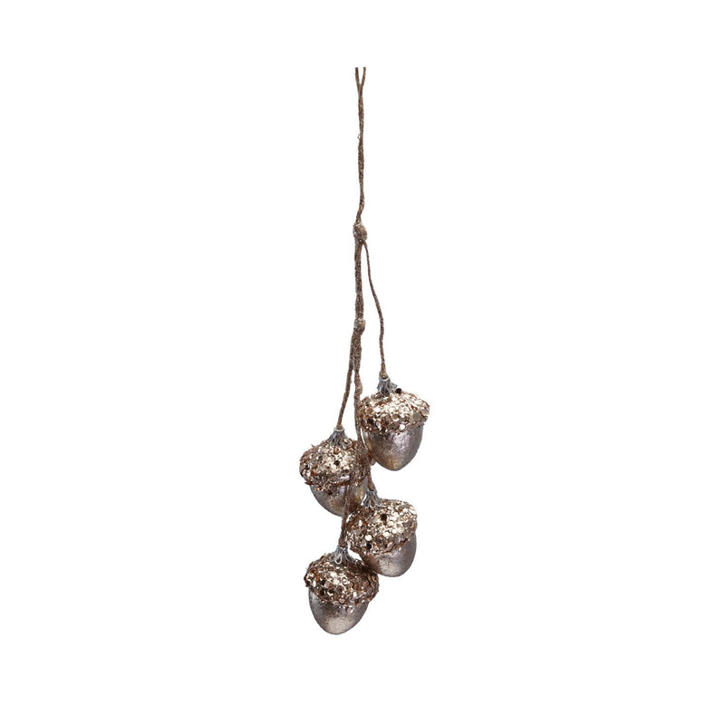 Hanging Plastic Acorns with Glitter, Sequins & Jute Rope Hanger