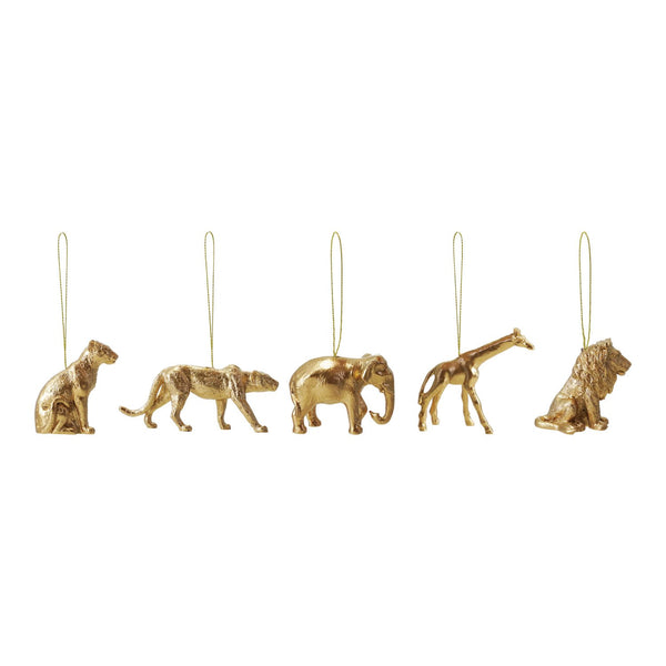 Resin Safari Animal Ornament, Gold Finish, 5 Styles