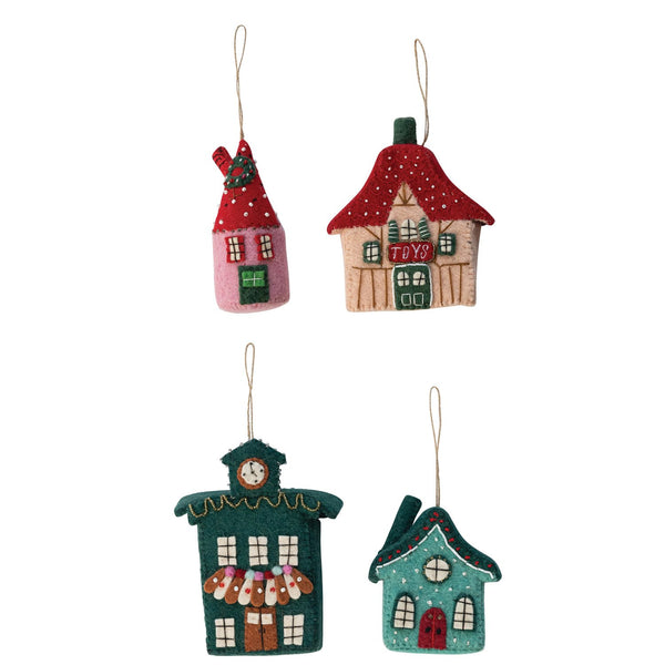 Handmade Wool Felt North Pole Village Building Ornament, 4 Styles ©