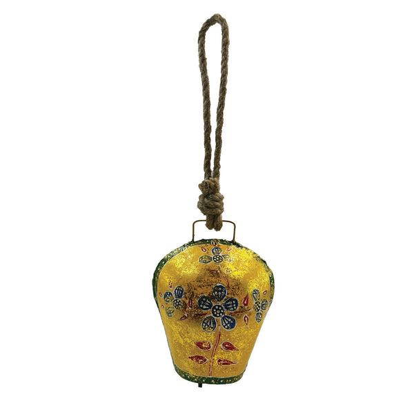 5-3/4"H Hand-Painted Metal Bell with Flowers, Multi Color