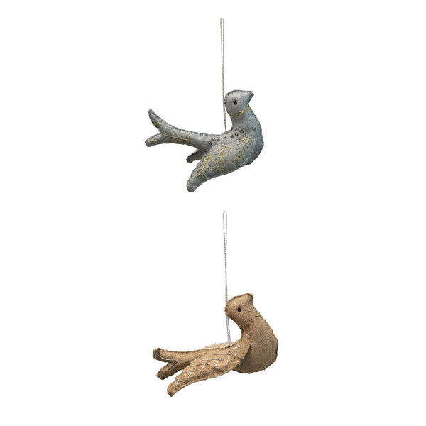 Handmade Painted Canvas Bird Ornament, 2 Styles