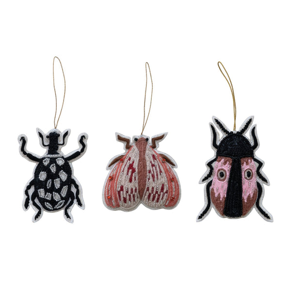 Handmade Beaded Fabric Beetle/Moth Ornament, 3 Styles
