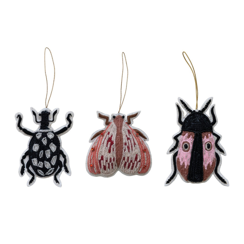 Handmade Beaded Fabric Beetle/Moth Ornament, 3 Styles