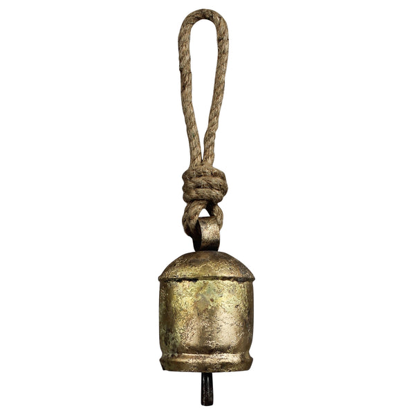Chauk Bell with Rope Hanger, Brass - Sm