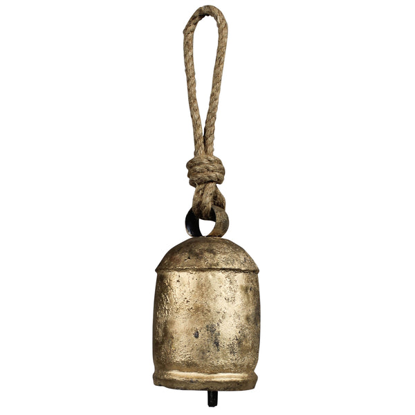 Chauk Bell with Rope Hanger, Brass - Med