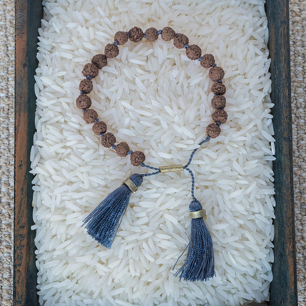 Mala and Tassel Bracelet - Stone Blue