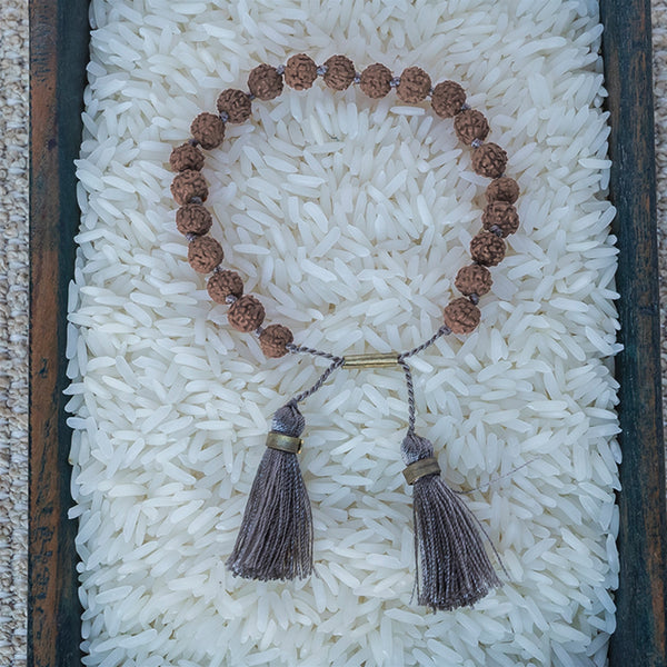 Mala and Tassel Bracelet - Grey