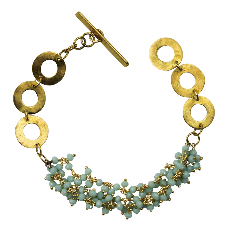 Bracelet, Brass, Amazonite Beaded Chain