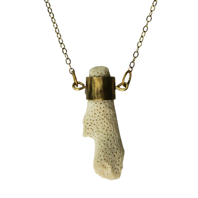 Found Beach Coral Pendant, Brass