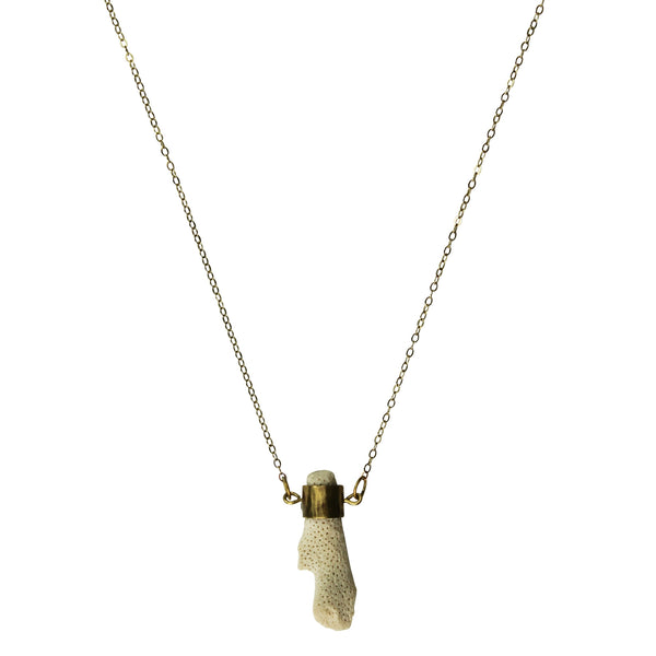 Found Beach Coral Pendant, Brass