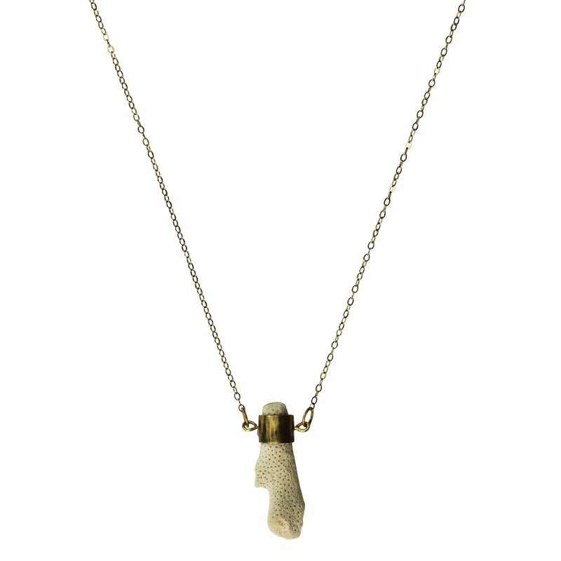 Found Beach Coral Pendant, Brass