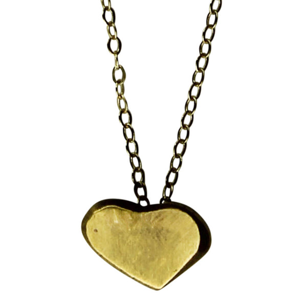 Gia Cast Heart Necklace, Brass