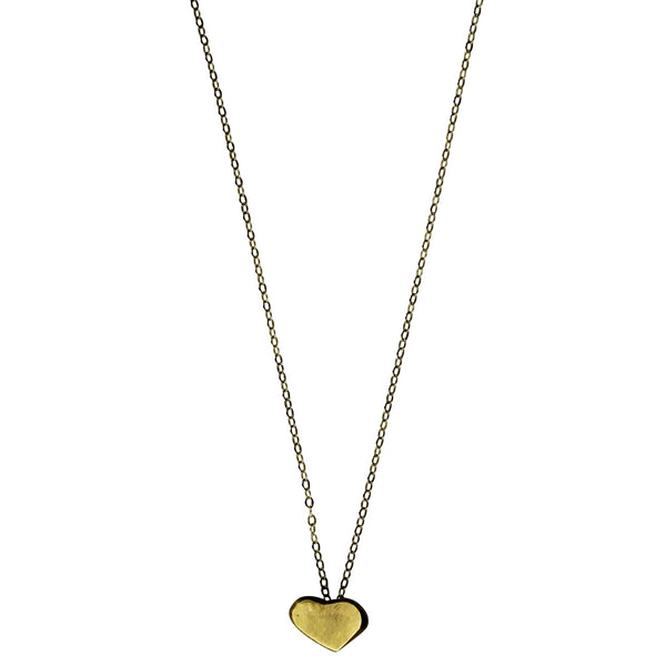 Gia Cast Heart Necklace, Brass