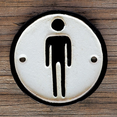Cast Iron Sign - Man - White with Black