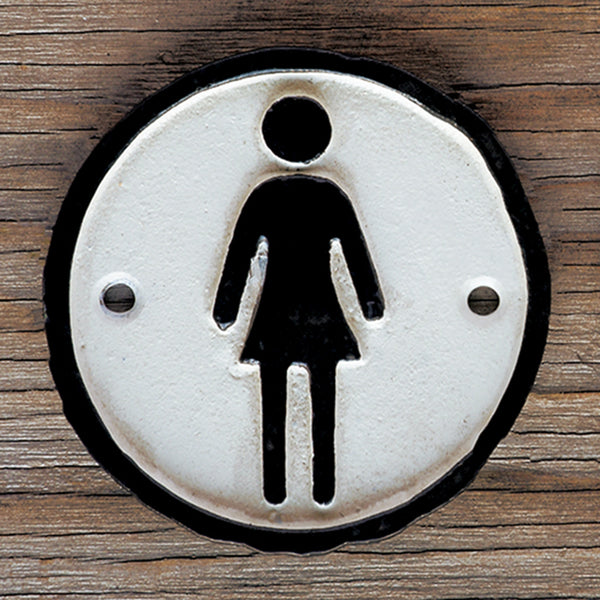 Cast Iron Sign - Woman - White with Black