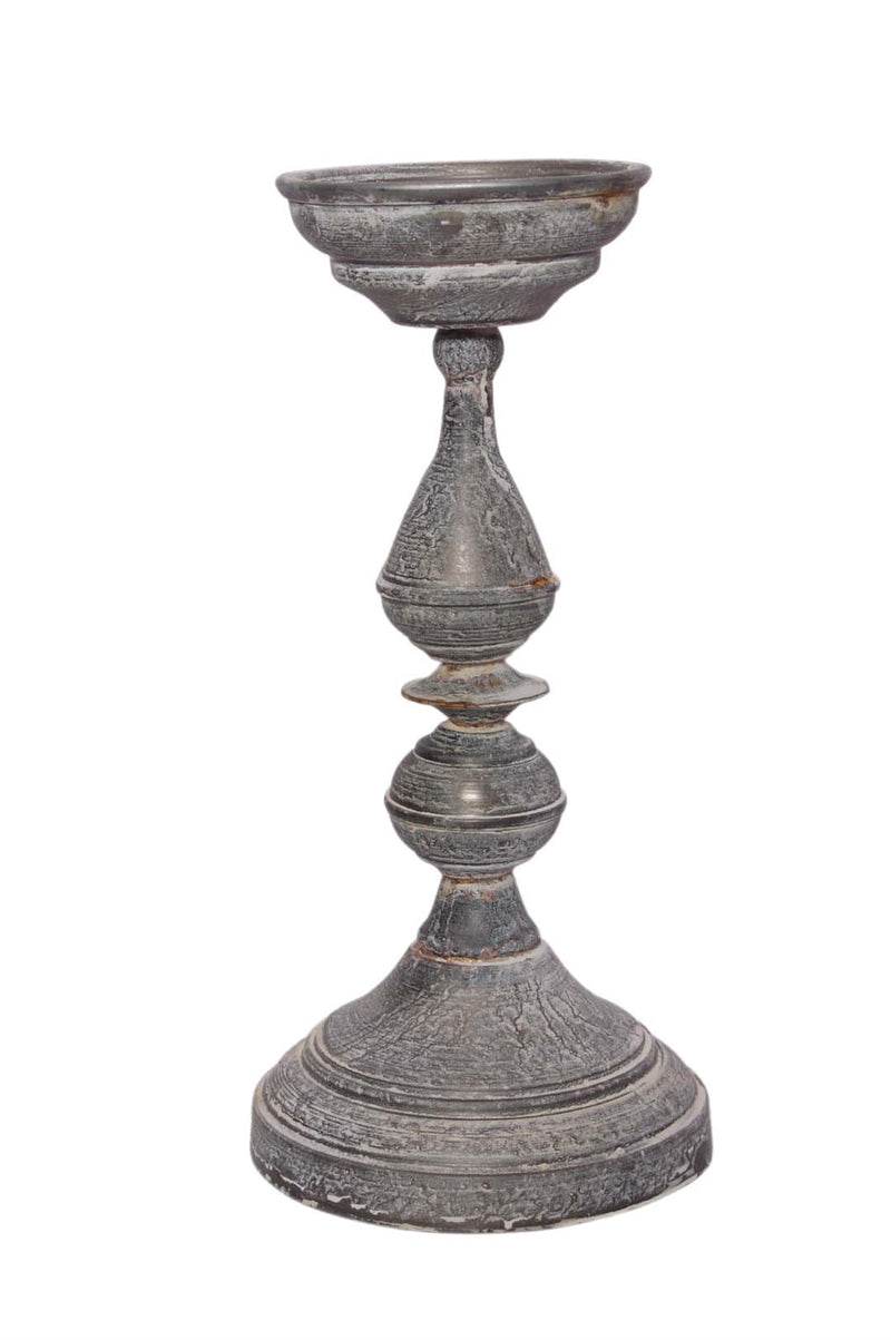 Sm. Galvanized Iron Candlestick Aged Zinc Finish - AGED ZINC ST - AGED ZINC