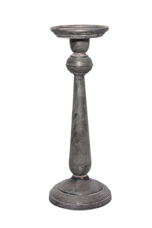 Lg. Galvanized Iron Candlestikc Aged Zinc Finish - ST - AGED ZINC