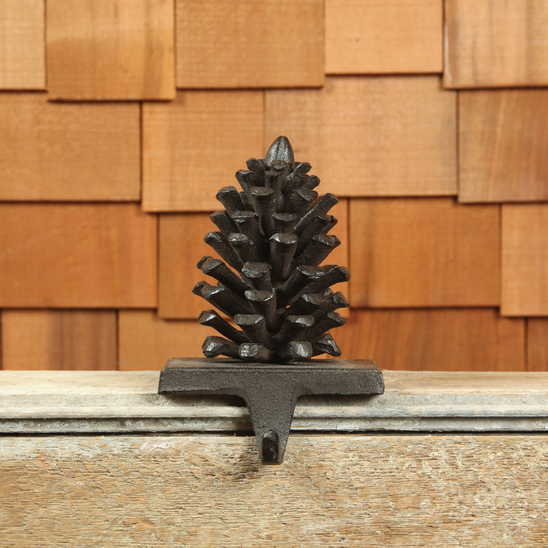 Pinecone Stocking Holder - Cast Iron - Brown