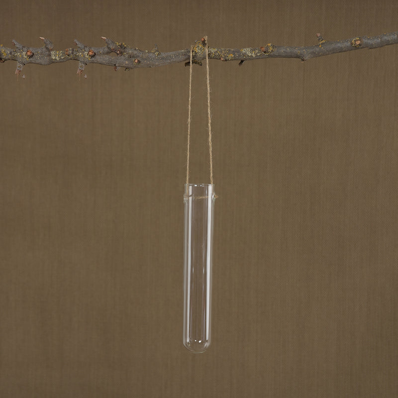 Hanging Glass Tube Vase - Med - Clear