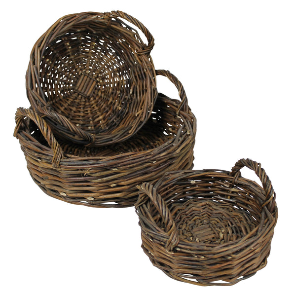 Round Baskets, Willow, Set of 3