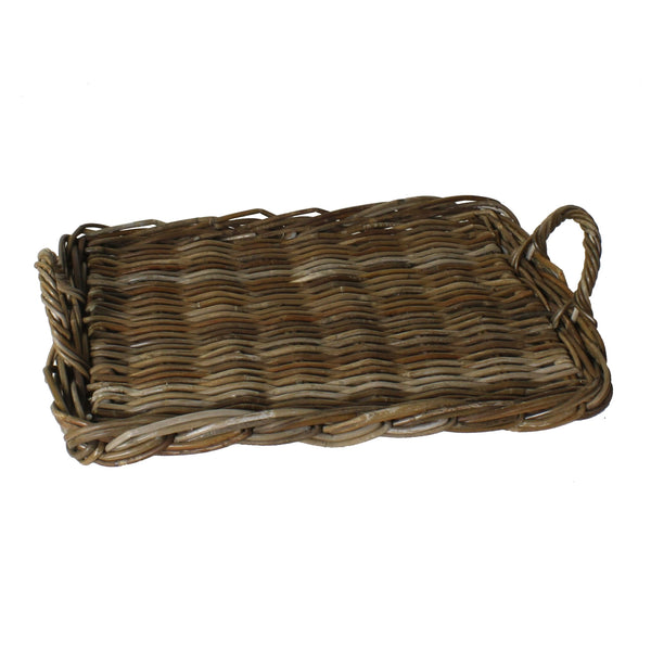 Fairfield Rattan Serving Trays - Set of 2 - Rustique Dark Grey