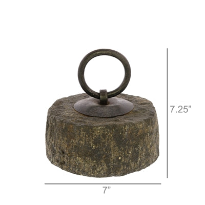 Stone Doorstop with Iron Ring