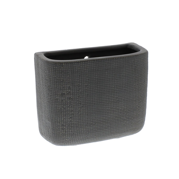 Ceramic Wall Pocket, Rect - Sm - Grey