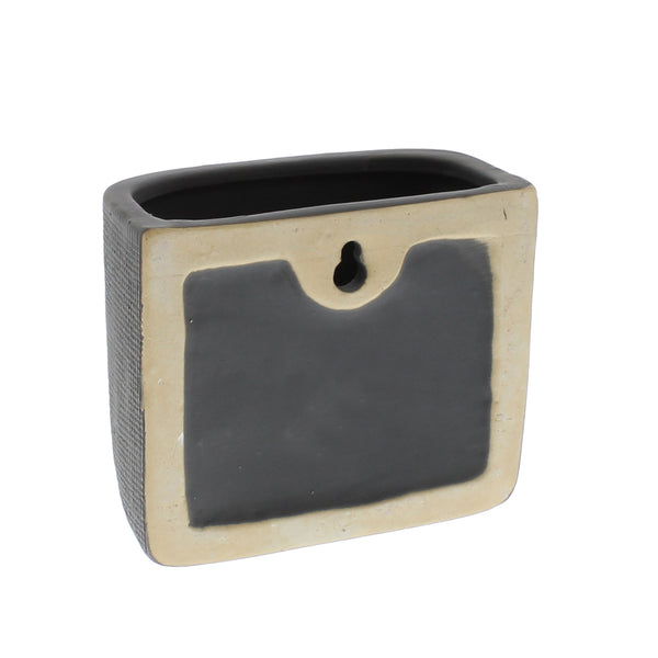 Ceramic Wall Pocket, Rect - Sm - Grey