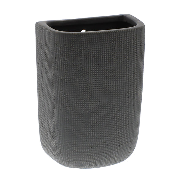 Ceramic Wall Pocket - Tall - Grey