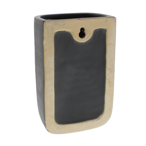 Ceramic Wall Pocket - Tall - Grey